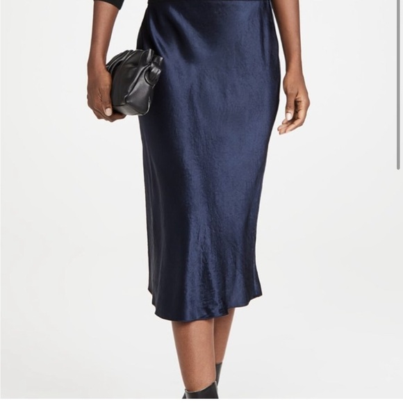 Vince Navy Satin Slip Skirt size small - Picture 3 of 6